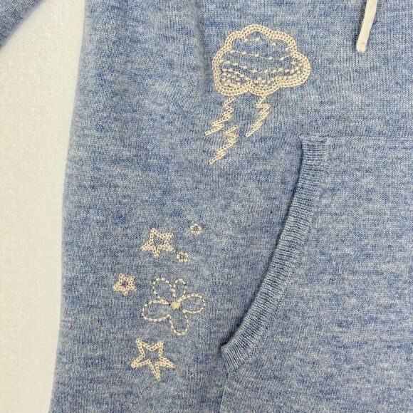 Johnny Was Sovanna Baja 100% Cashmere Embroidered Hoodie Blue Large Boho - Picture 10 of 16